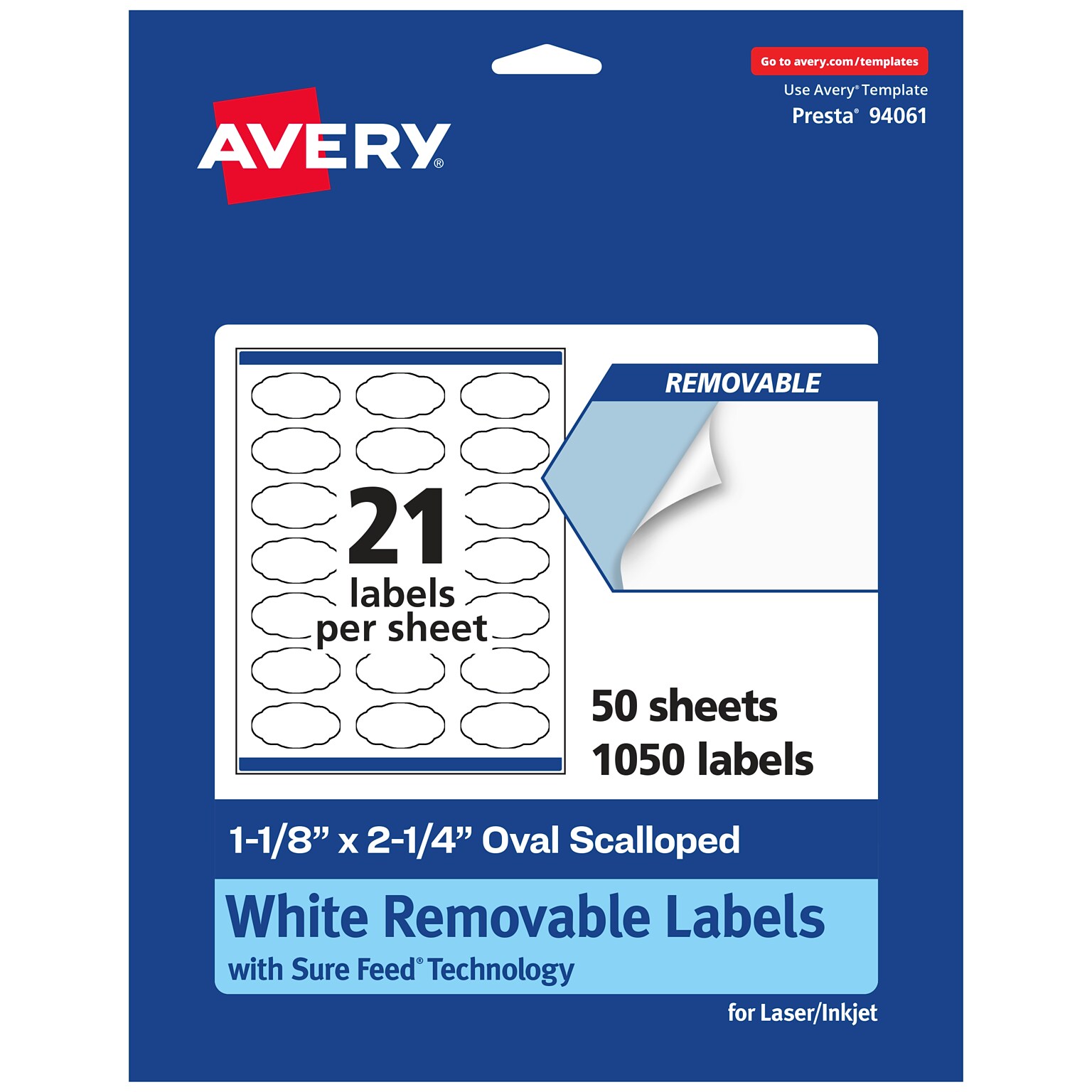 Avery Laser/Inkjet Decorative Edge Multipurpose Labels, 1-1/8 x 2-1/4, White, 1050 Labels/Box (94061)