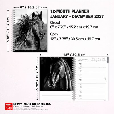 2027 BrownTrout The Noble Horse 6.5" x 7.8" Calendar Year Weekly Standard Planner, Multicolor (9798330709465)