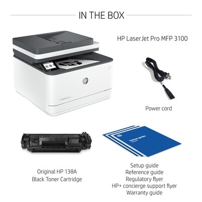 HP LaserJet Pro MFP 3101fdwe Wireless Black & White Printer with HP+ Smart Office Features, Fax, Bonus 3 Months Instant Ink