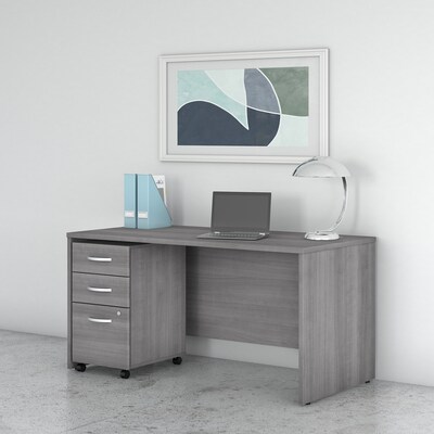 Bush Business Furniture Studio C 60W Office Desk with Mobile File Cabinet, Platinum Gray (STC014PGS