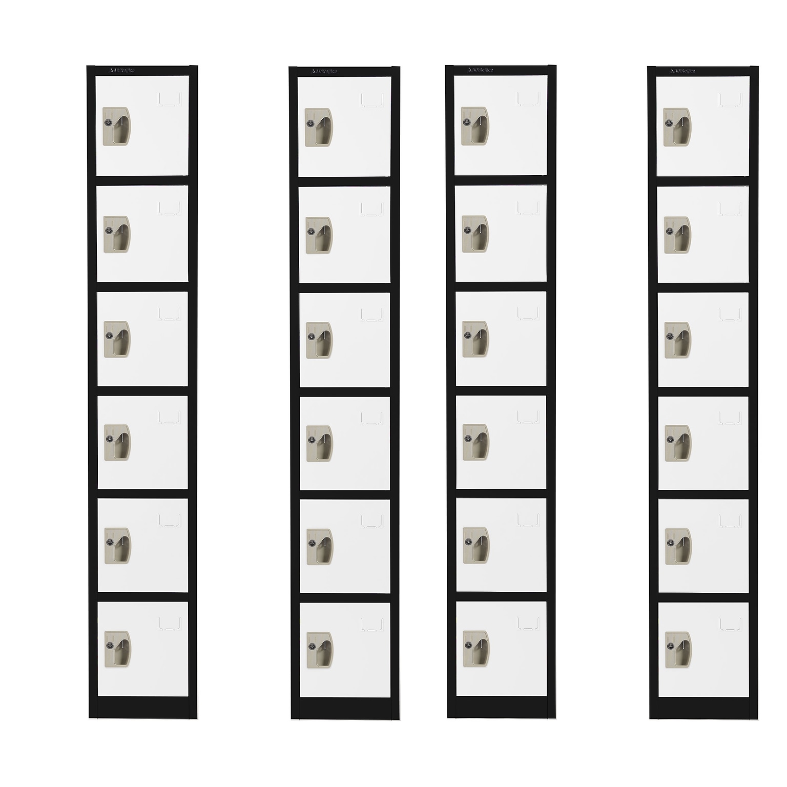 AdirOffice 72 6-Tier Black and White Storage Locker, 4/Pack (ADI629-206-B-W-PKG-4)