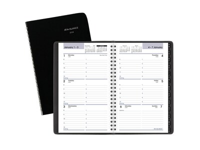 2024 AT-A-GLANCE DayMinder 5.5" x 8.19" Weekly Appointment Book, Black (G210-00-24)