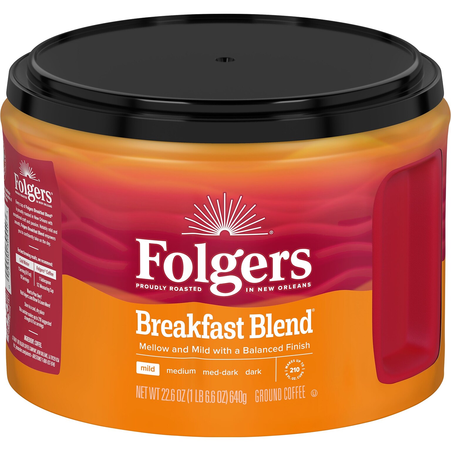 Folgers Breakfast Blend Ground Coffee, Light Roast, 22.6 oz., Each (SMU30440)