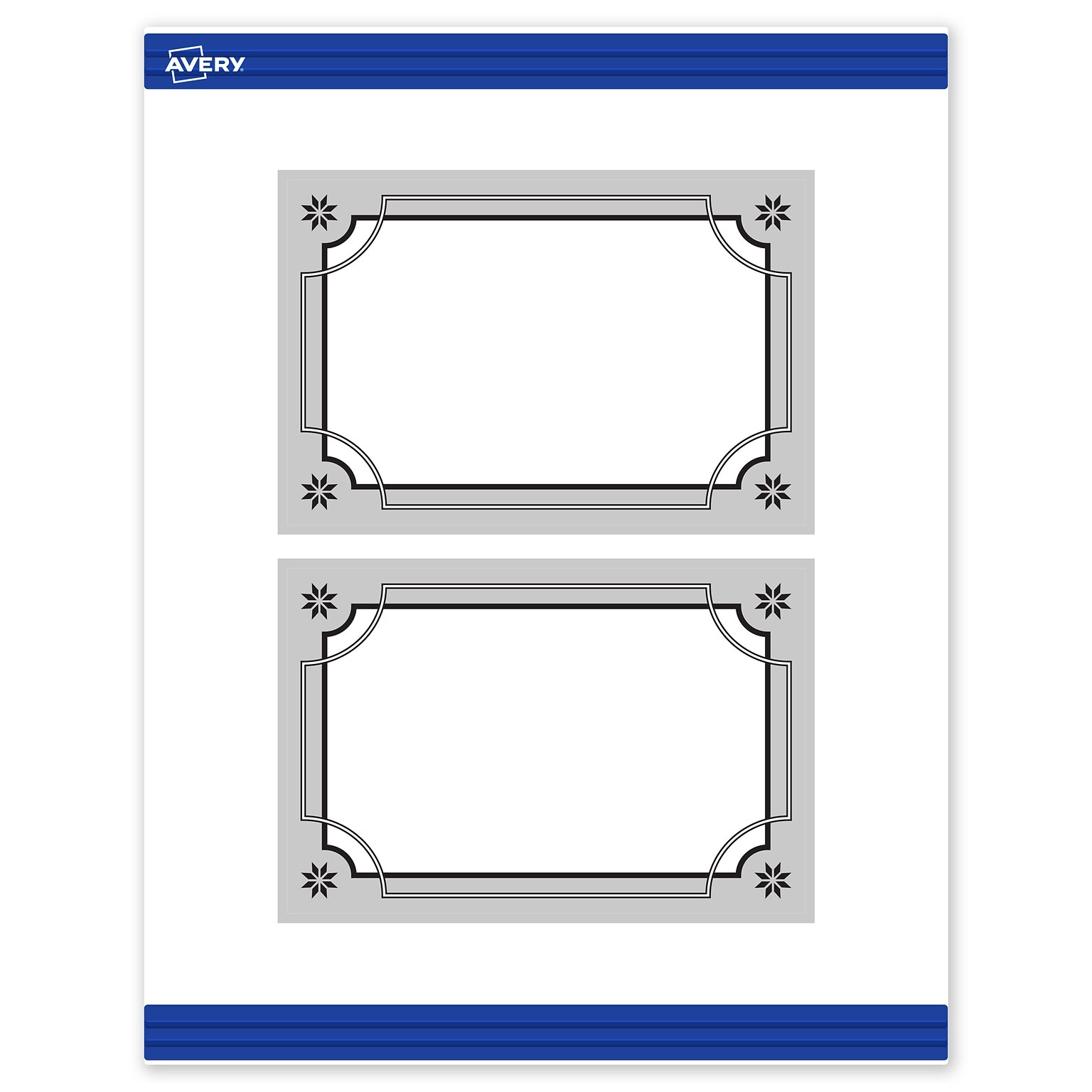 Avery Silver-Metallic Black Matte Blank Card, White, 20/Pack (S00-FKC)