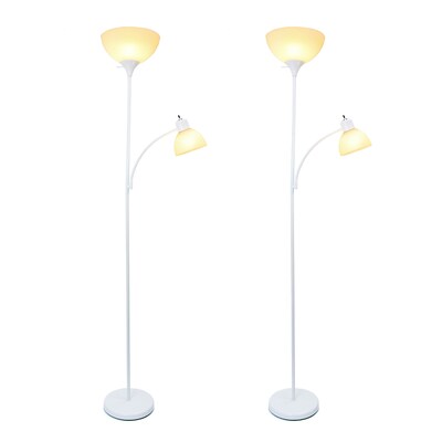 Simple Designs 71.5 Metal Floor Lamp with Dome Shades, 2/Pack (LF2000-WHT-2PK)
