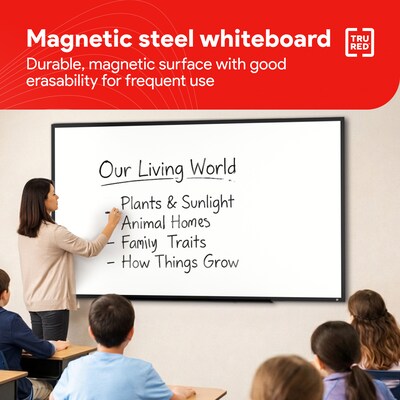 TRU RED™ Magnetic Steel Dry Erase Board, Black Frame, 8' x 4' (TR61183)