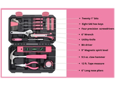 Apollo Tools General Tool Set, 39-Piece, Pink (DT9711P)