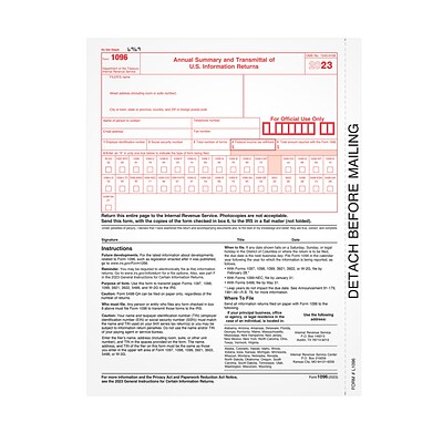 TOPS 2023 1096 Tax Form, 1-Part, 25/Pack (L109625) | Quill