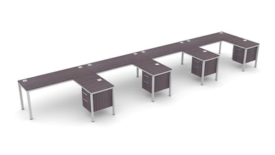 Boss Office Products Simple System 71W L-Shaped Desk, Driftwood, 4/Set (SGSD012-203)