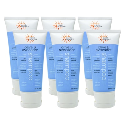 Earth Science Mini Olive & Avocado Shampoo, 2 oz Trial Size Bottle, 6 Bottles/Bag, 6 Bags/Carton