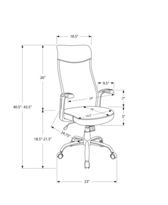 Monarch Specialties Inc. Ergonomic Nylon Swivel Computer and Desk Chair, Gray (I 7324)