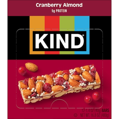 KIND PLUS Gluten Free Cranberry Almond Nutrition Bar, 1.4 oz., 12 Bars/Box (PHW17211)