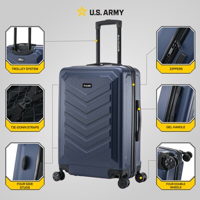 US Army FOX 24" Hardside Suitcase, 4-Wheeled Spinner, TSA Checkpoint Friendly, Navy Blue (USLFOX00M-BLU)