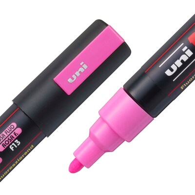 POSCA PC-5M Water Based Paint Marker, Medium Bullet Tip, Fluorescent Pink, 3/Pack (UBCPC5MFPINK-3)