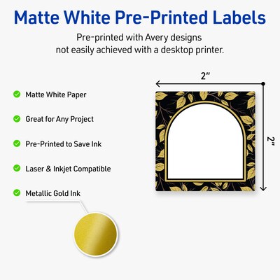 Avery Square Laser/Inkjet Multipurpose Labels, 2 x 2, White, 120/Pack (19479370831)
