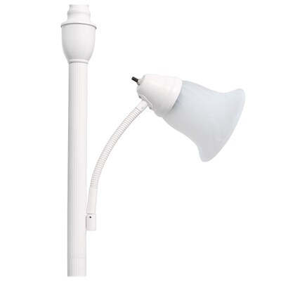 Lalia Home Torchiere Floor Lamp with Reading Light and Marble Glass Shades, White (LHF-3003-WH)