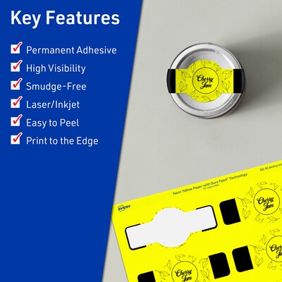 Avery Cigar Laser/Inkjet Multipurpose Labels, 1.5 x 3.5, Neon Yellow (400/Box)