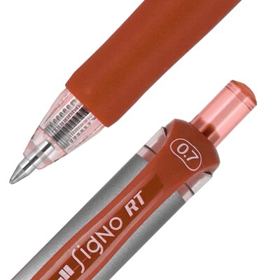 uniball Signo RT Gel Pens, Medium Point, 0.7mm, Red Ink, Dozen (65942)