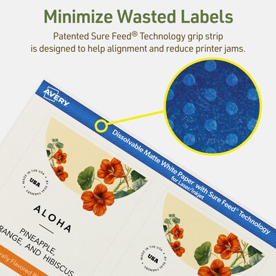 Avery Dissolvable Rectangle Multipurpose Labels, 5" x 3.5", Off-white, 40/Pack (94256)