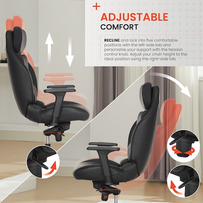 Sharper Image Algrove Comfort-X Ergonomic Swivel Executive Massage Chair, Black/Dark Gray (60117-BLKGRY)