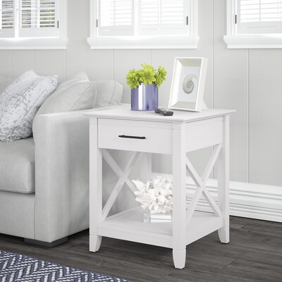 Bush Furniture Key West 20" x 20" End Table with Storage, Pure White Oak (KWT120WT-03)