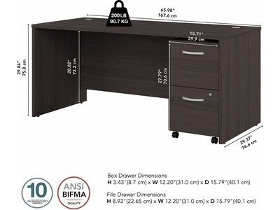Bush Business Furniture Studio C 66"W Office Desk with Mobile File Cabinet, Storm Gray (STC071SGSU)