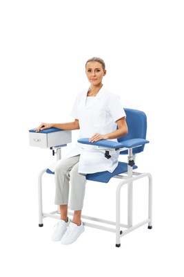 Viva Comfort Wide Adjustable Bariatric Phlebotomy Blood Drawing Chair, 500 lbs. Capacity, Blue (ADI9