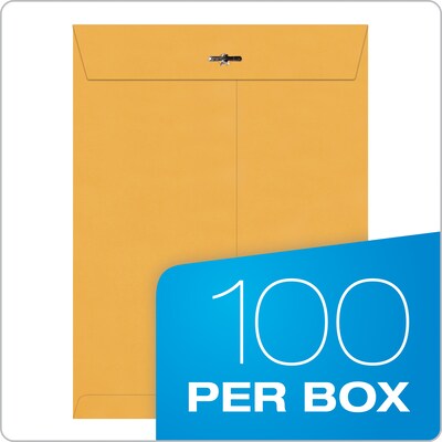 Quality Park Clasp & Moistenable Glue Catalog Envelopes, 9" x 12", Brown Kraft, 100/Box (QUA37890)