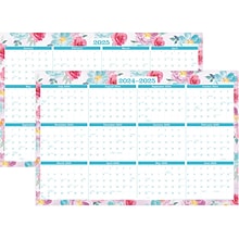 2024-2025 AT-A-GLANCE Badge Floral 36 x 24 Academic & Calendar Yearly Dry-Erase Wall Calendar, Rev