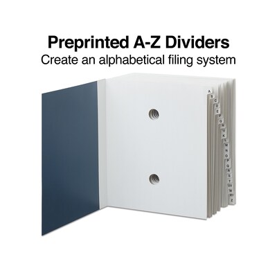 Staples EveryDay Pressboard Indexed Desk File, Alphabetical Index, Blue (ST119982-CC)