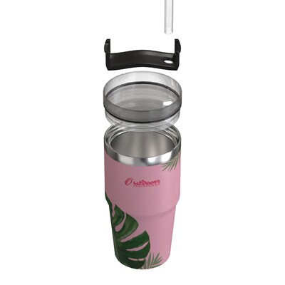 Outdoors Professional Stainless Steel Double-Walled Vacuum Insulated Tumbler with Straw, 20 oz., Tropical Pink (OUTD9201)