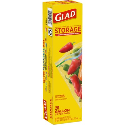 Glad Zipper Food Storage Bags, 20 Bags/Box (55050)
