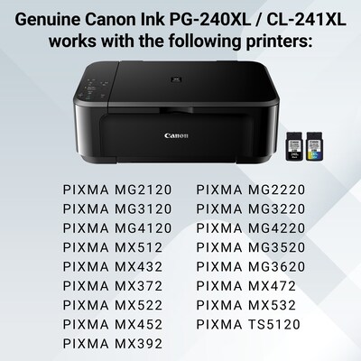 Canon PG-240 XL/CL-241 XL Black/Tri-Color Standard Yield Ink Cartridge, 2/Pack (5206B031)