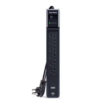 CyberPower CSP 6-Outlet 2-USB Port Surge Protector, 4, 1500 Joules, Black (CSP604UC)