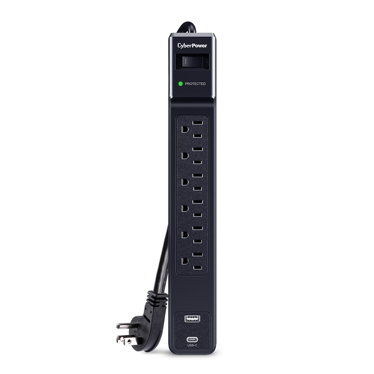 CyberPower CSP 6-Outlet 2-USB Port Surge Protector, 4, 1500 Joules, Black (CSP604UC)