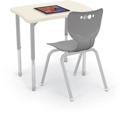 MooreCo Hierarchy Creator Desk, 32"W x 22"D, Neutral Weft/Platinum Base (703673562973)