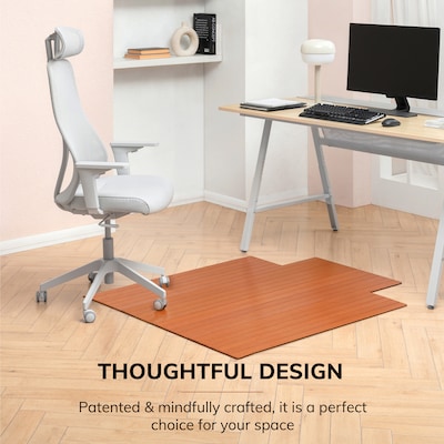 Anji Mountain Standard Bamboo Carpet & Hard Floor Chair Mat with Lip, 44" x 52", Walnut (AMB24053)