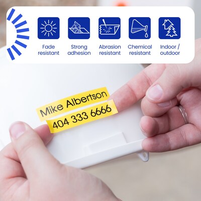 Brother P-touch Strong Adhesive Laminated Label Tape, 1/2" x 26.2', White on Clear (TZeS135)