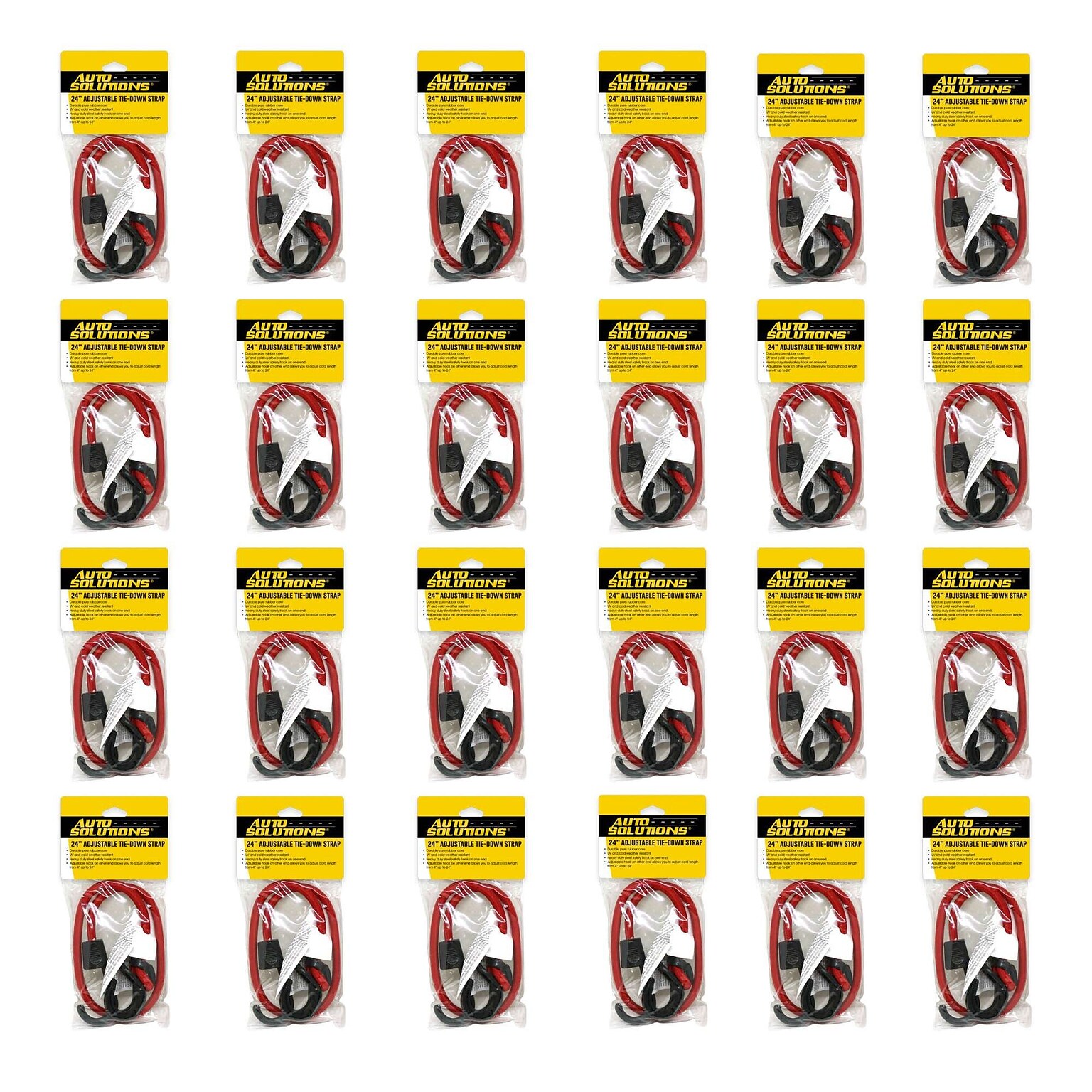 Auto Solutions 24 Adjustable Stretch Tie Down, 24/Pack, 6 Packs/Carton (14855)