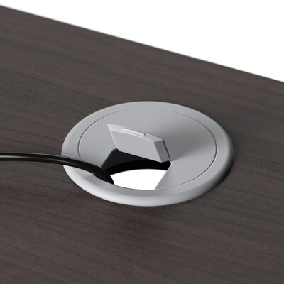Bush Business Furniture Arrive 60"W L Shaped Reception Desk with Shelf, Storm Gray (ARV003SG)