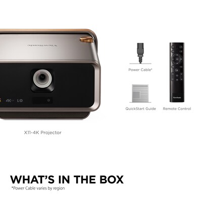 ViewSonic 4K UHD Projector with 2400 LED Lumens, USB-C, Bluetooth Speakers and Wi-Fi, Brown/Black (X11-4K)