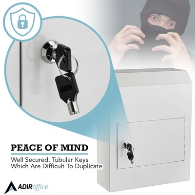 AdirOffice White Through-The-Door Safe Locking Drop Box (631-06-WHI)