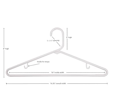 Nahanco Plastic Clothes Hangers, White, 24/Pack (TBWHU)