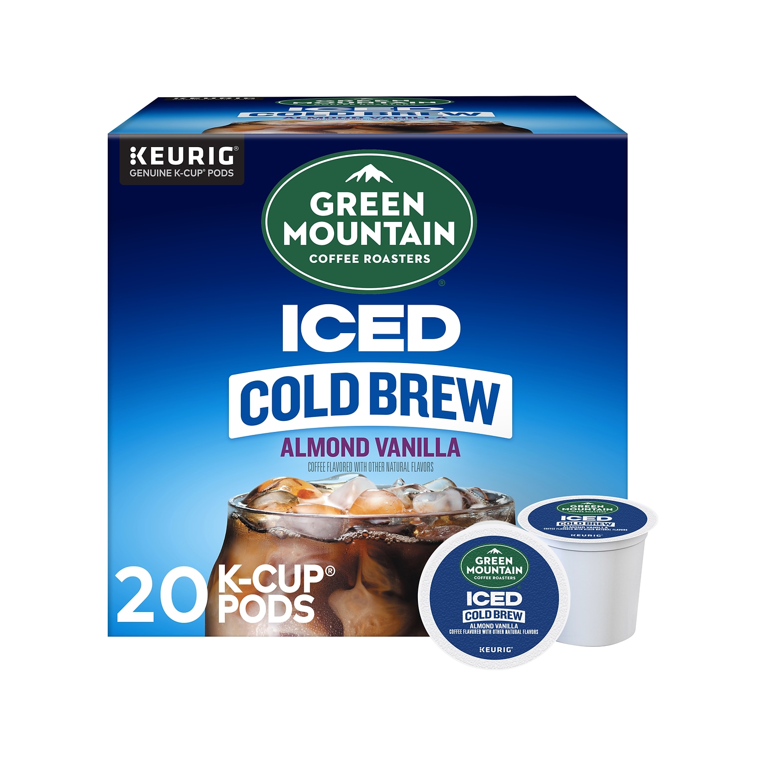 Green Mountain Coffee Roasters Iced Cold Brew Almond Vanilla Iced Coffee Keurig® K-Cup® Pods, Light Roast, 20/Box (5000372045)