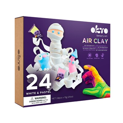 OKTO Air-Dry Clay Set, White/Pastel, 24/Set (OKT20024)