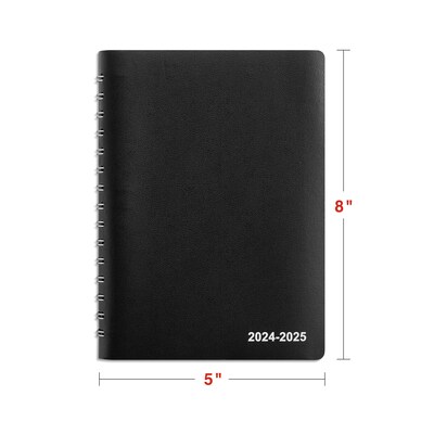 2024-2025 Staples 5" x 8" Academic Daily Appointment Book, Faux Leather Cover, Black (ST60364-23)