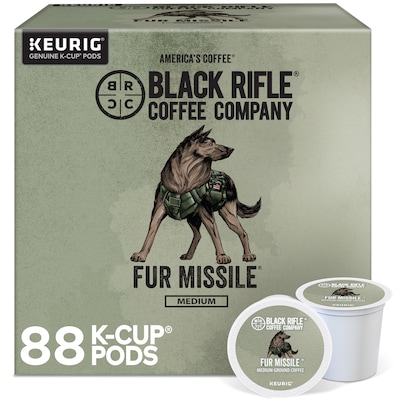 Black Rifle Coffee Company Fur Missle Caffeinated Hot & Iced Coffee Keurig K-Cup Pods, Medium Roast, 88/Box (5000384047CT)