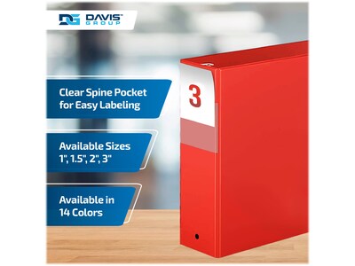 Davis Group Premium Economy 3" 3-Ring Non-View Binders, Red, 6/Pack (2314-03-06)
