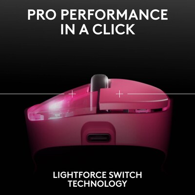 Logitech Pro X Superlight 2 Dex Wireless Ergonomic Optical Gaming Mouse, Pink (910-007371)