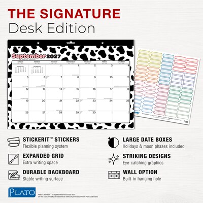 2027 BrownTrout Cow Prints 15.5" x 11" Monthly Desk Pad Calendar, Assorted Colors (9798330713653)